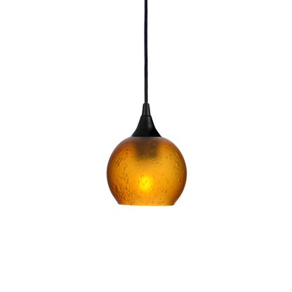 763 Single Pendant Light-Bicycle Glass Co-Matte Black - 4ft Cord-Celestial-Golden Amber-Bicycle Glass Co