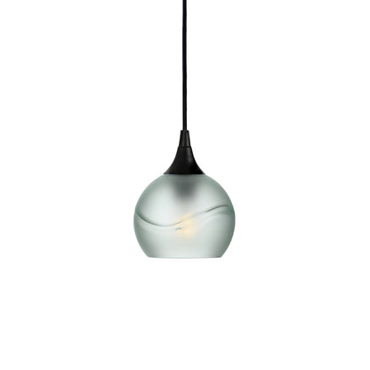 763 Single Pendant Light-Bicycle Glass Co-Matte Black - 8ft Cord-Glacial-Eco Clear-Bicycle Glass Co