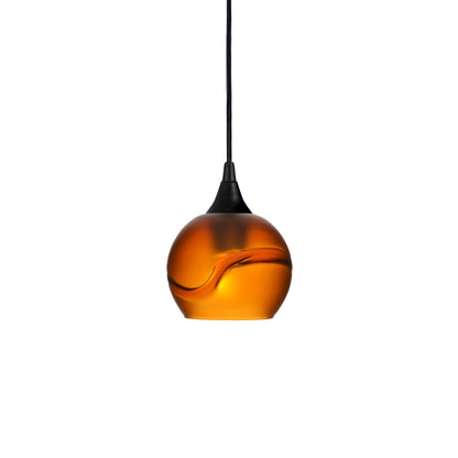 763 Single Pendant Light-Bicycle Glass Co-Matte Black - 4ft Cord-Glacial-Golden Amber-Bicycle Glass Co
