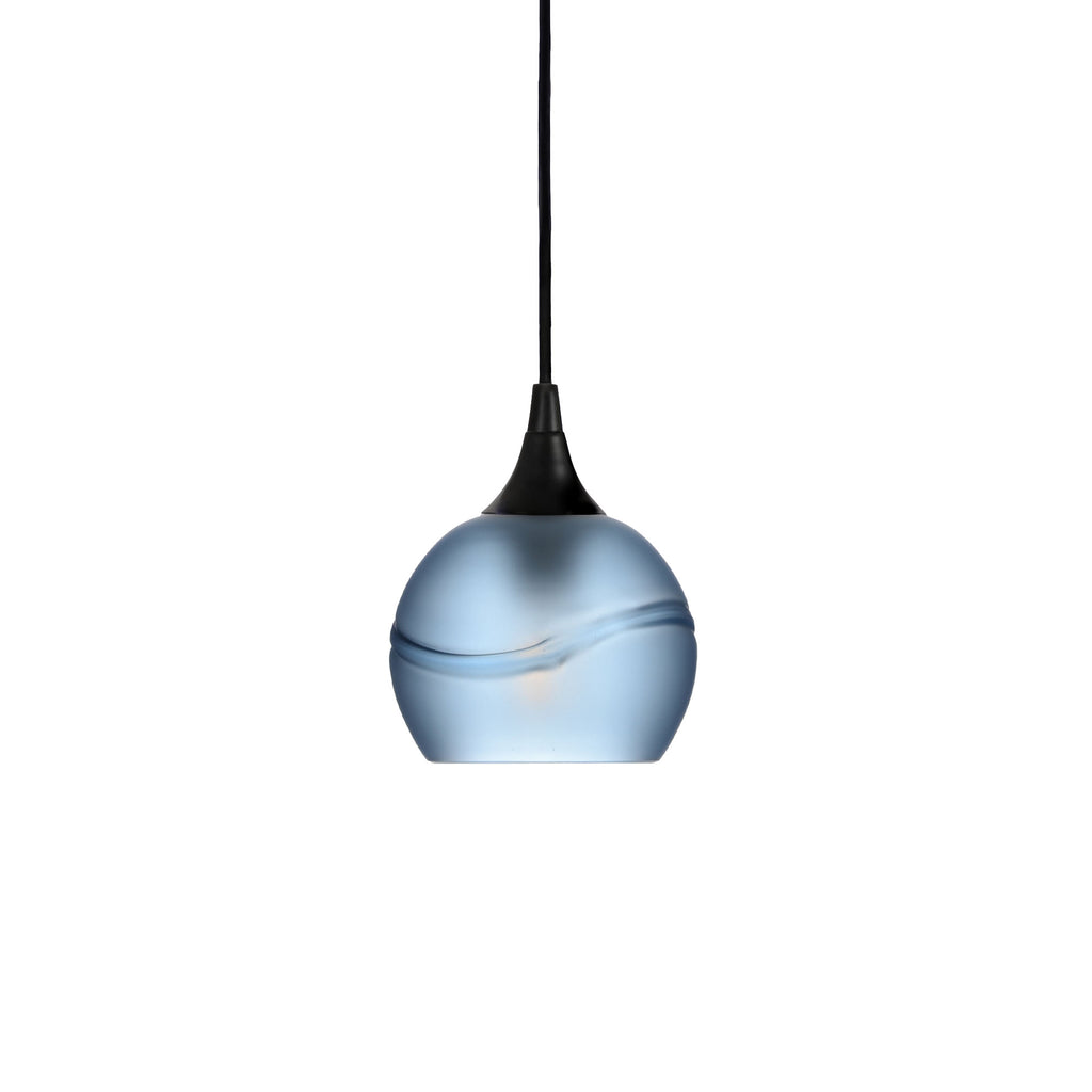 763 Single Pendant Light-Bicycle Glass Co-Matte Black - 8ft Cord-Glacial-Steel Blue-Bicycle Glass Co