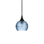 763 Single Pendant Light-Bicycle Glass Co-Matte Black - 8ft Cord-Glacial-Steel Blue-Bicycle Glass Co