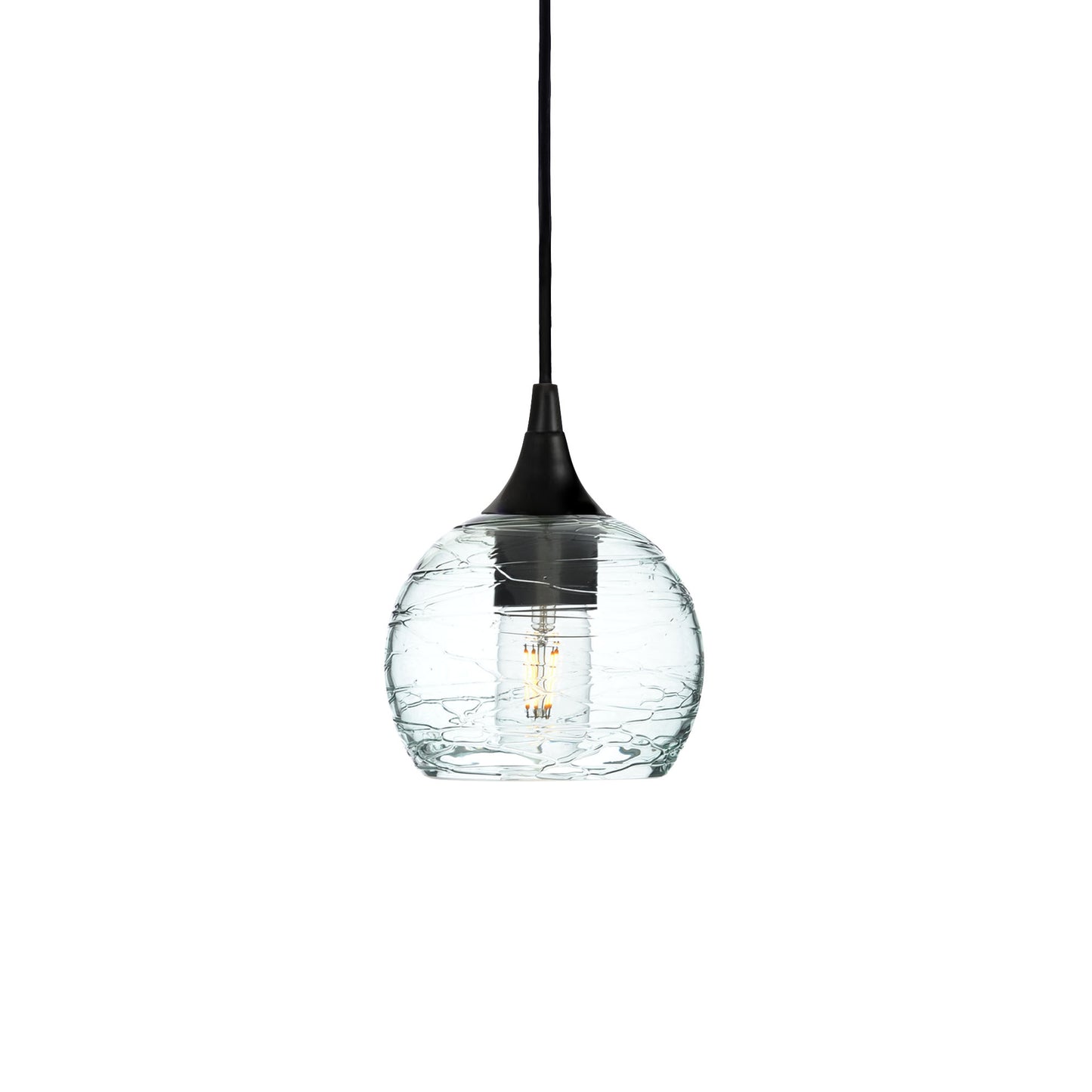 763 Single Pendant Light-Bicycle Glass Co-Matte Black - 4ft Cord-Spun-Eco Clear-Bicycle Glass Co