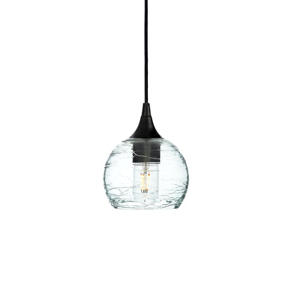 763 Single Pendant Light-Bicycle Glass Co-Matte Black - 4ft Cord-Spun-Eco Clear-Bicycle Glass Co