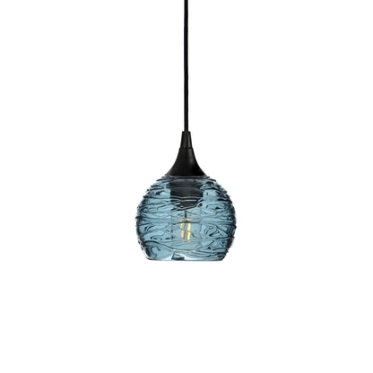 763 Single Pendant Light-Bicycle Glass Co-Matte Black - 4ft Cord-Spun-Slate Gray-Bicycle Glass Co