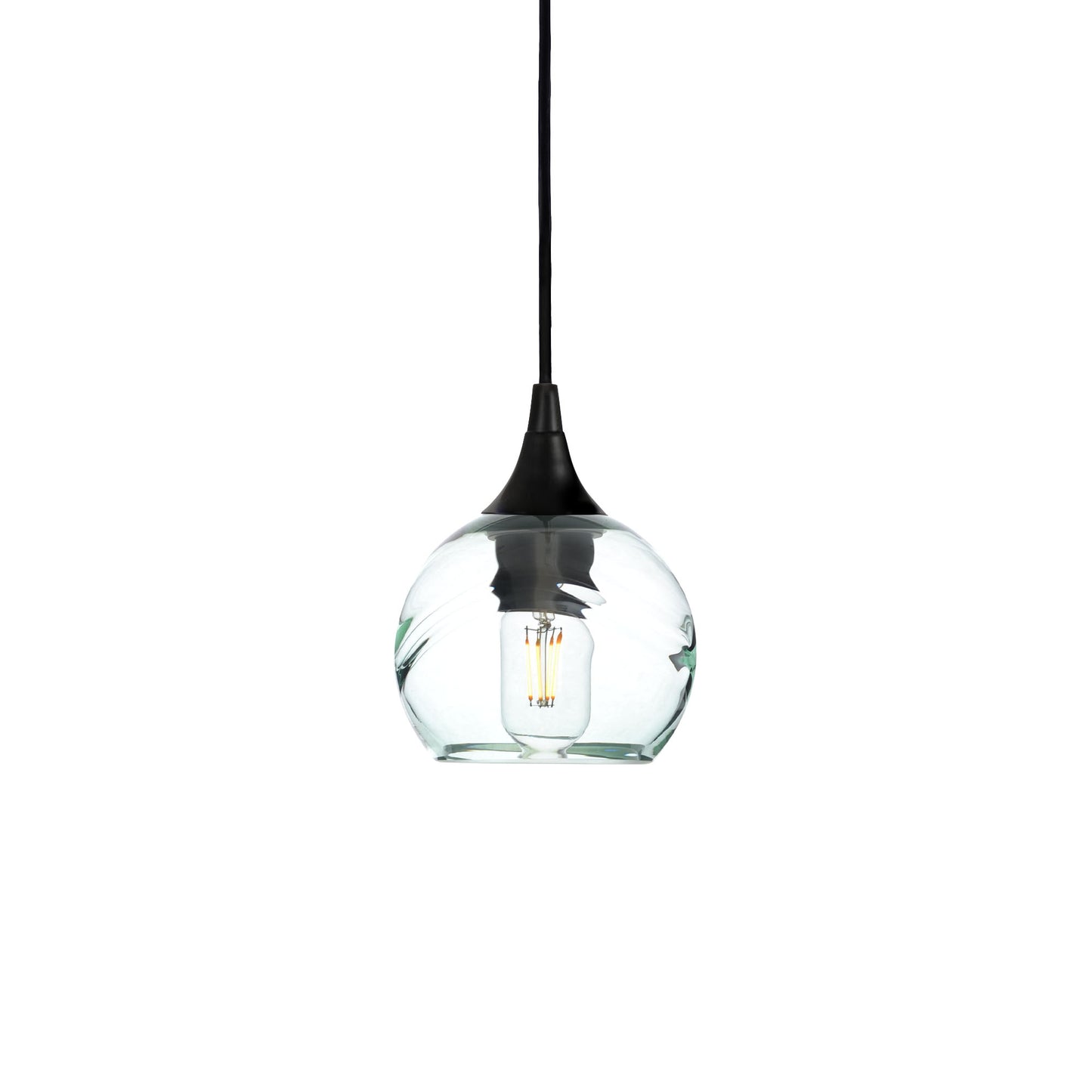 763 Single Pendant Light-Bicycle Glass Co-Matte Black - 8ft Cord-Swell-Eco Clear-Bicycle Glass Co