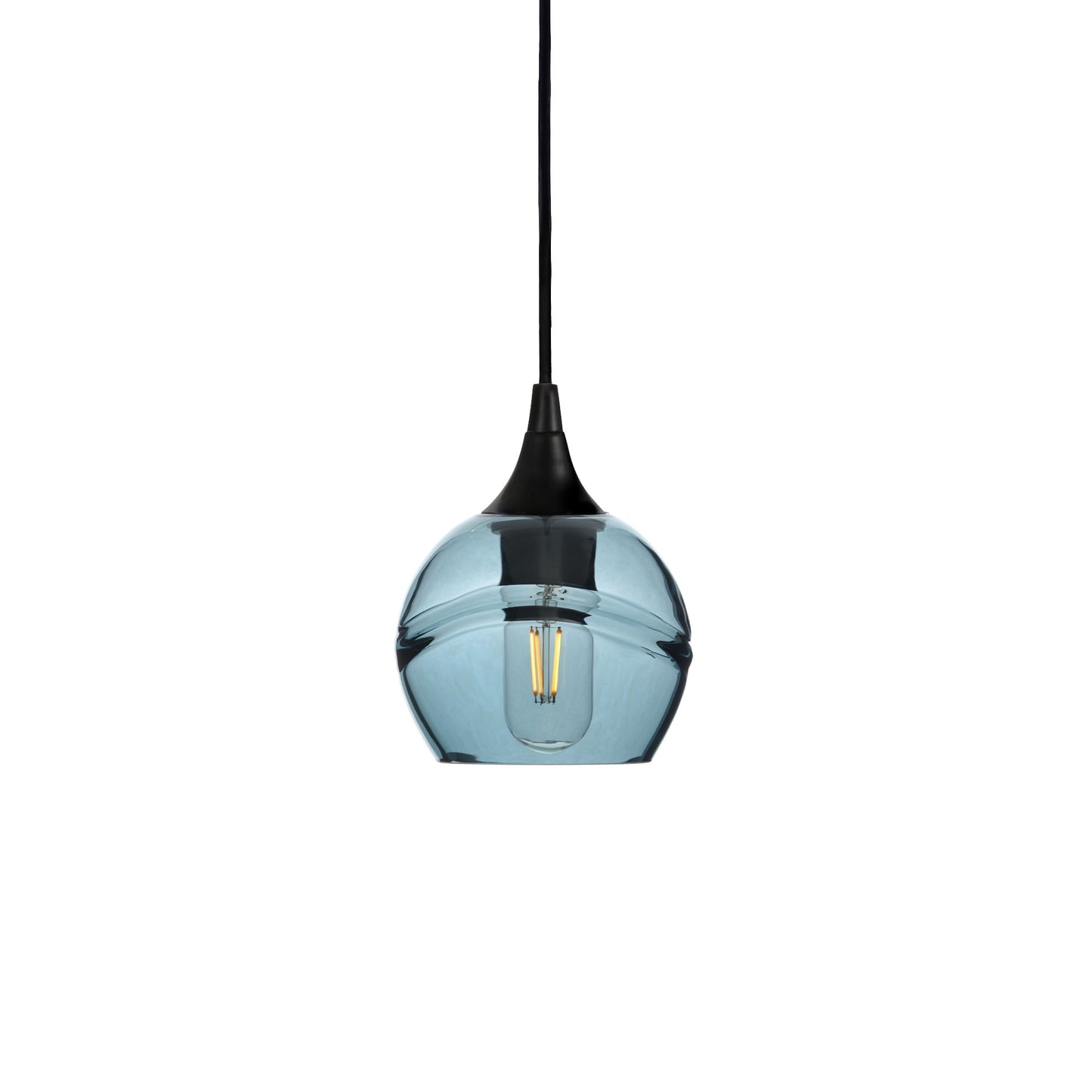 763 Single Pendant Light-Bicycle Glass Co-Matte Black - 8ft Cord-Swell-Slate Gray-Bicycle Glass Co