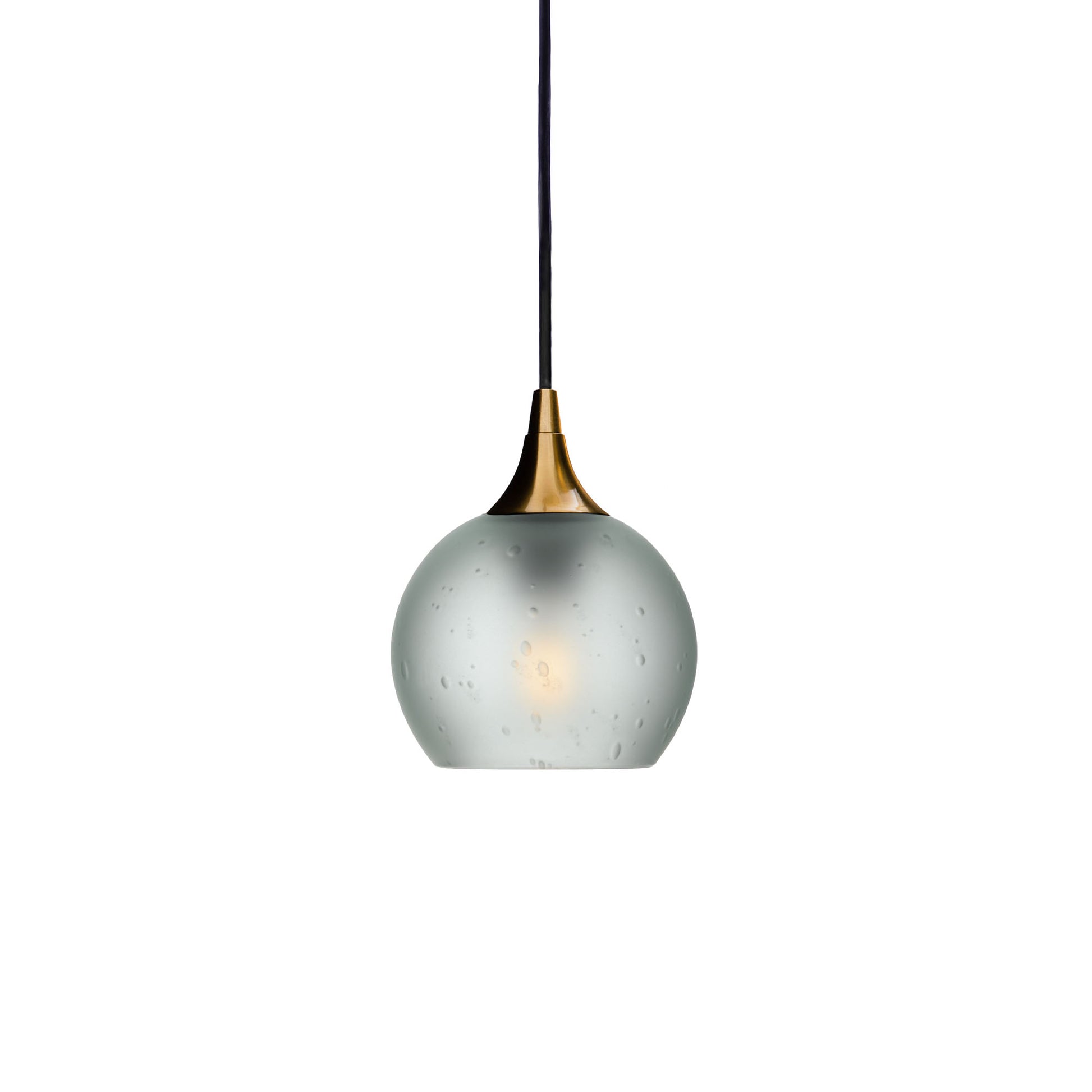 763 Single Pendant Light-Bicycle Glass Co-Polished Brass - 4ft Cord-Celestial-Eco Clear-Bicycle Glass Co