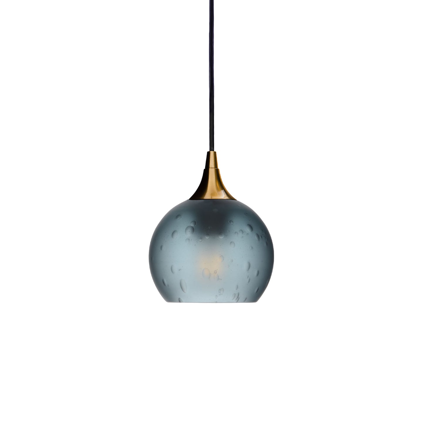 763 Single Pendant Light-Bicycle Glass Co-Polished Brass - 4ft Cord-Celestial-Slate Gray-Bicycle Glass Co