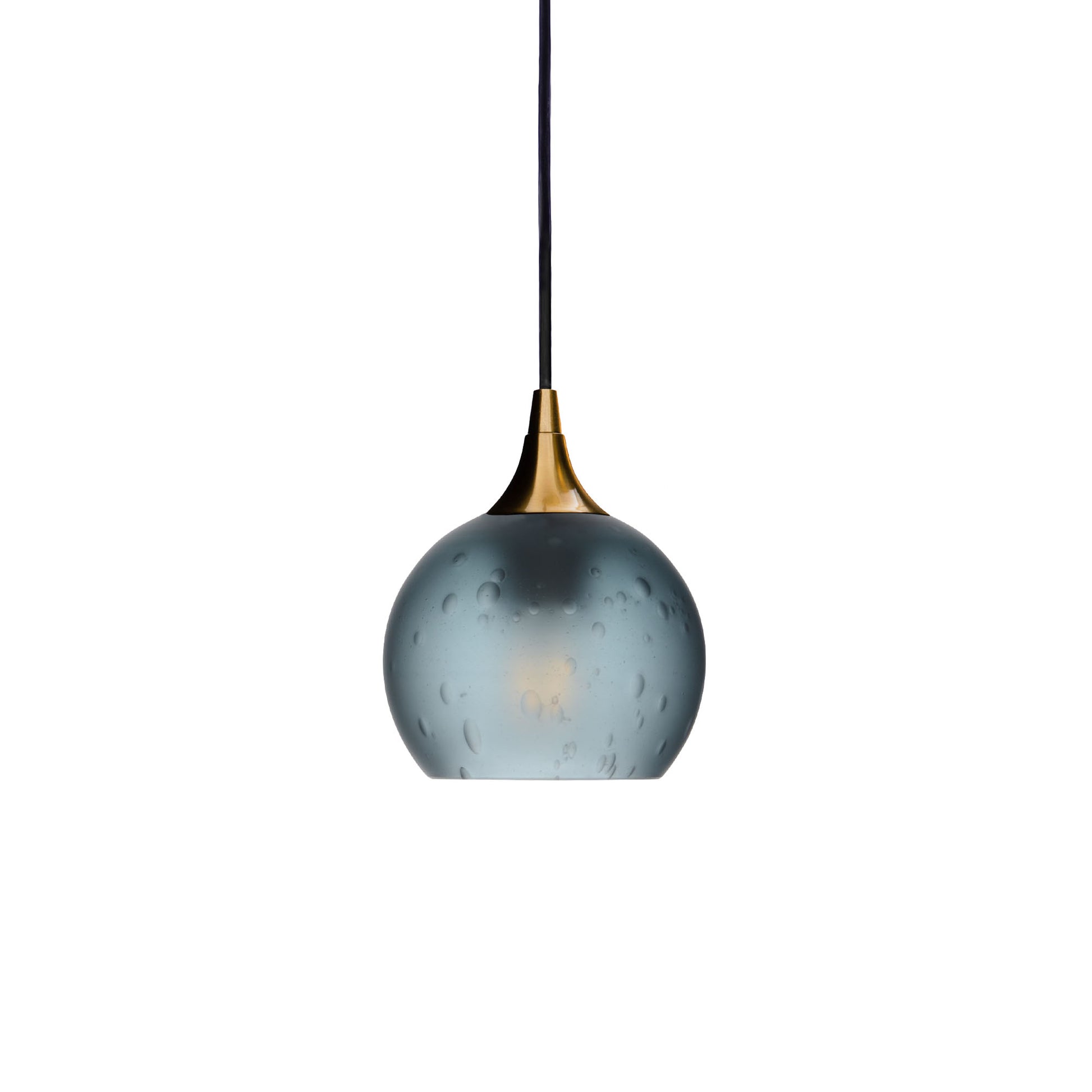 763 Single Pendant Light-Bicycle Glass Co-Polished Brass - 4ft Cord-Celestial-Slate Gray-Bicycle Glass Co