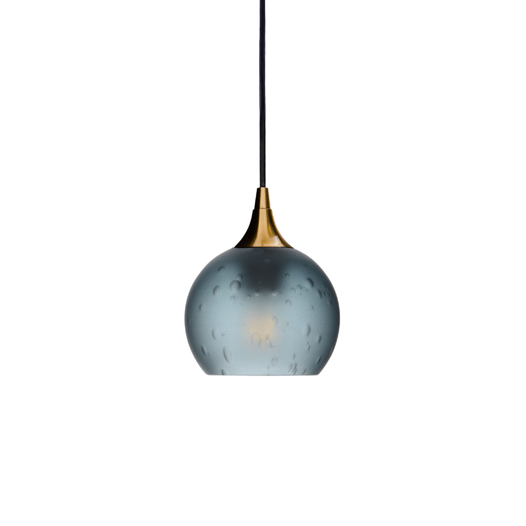 763 Single Pendant Light-Bicycle Glass Co-Polished Brass - 4ft Cord-Celestial-Slate Gray-Bicycle Glass Co