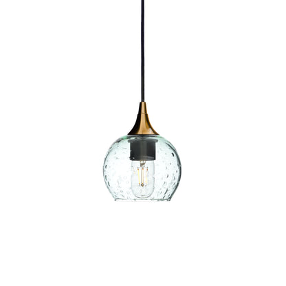 763 Single Pendant Light-Bicycle Glass Co-Polished Brass - 4ft Cord-Lunar-Eco Clear-Bicycle Glass Co
