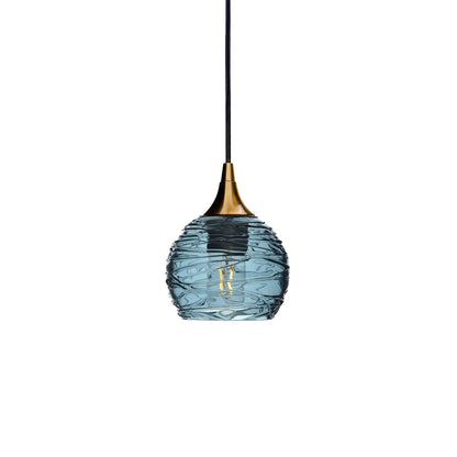 763 Single Pendant Light-Bicycle Glass Co-Polished Brass - 4ft Cord-Spun-Slate Gray-Bicycle Glass Co