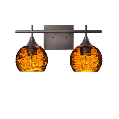 763 Spun: 2 Light Wall Vanity-Glass-Bicycle Glass Co - Hotshop-Golden Amber-Antique Bronze-Bicycle Glass Co