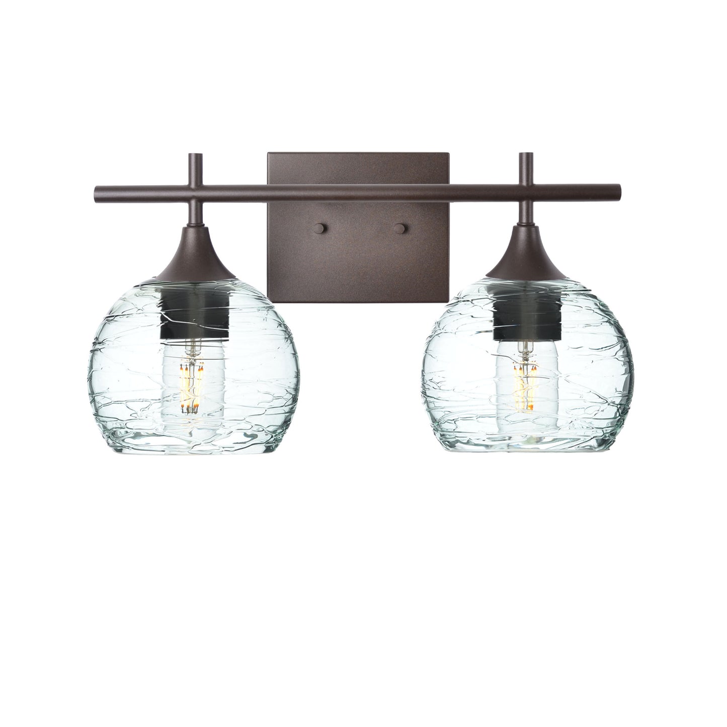 763 Spun: 2 Light Wall Vanity-Glass-Bicycle Glass Co - Hotshop-Eco Clear-Antique Bronze-Bicycle Glass Co