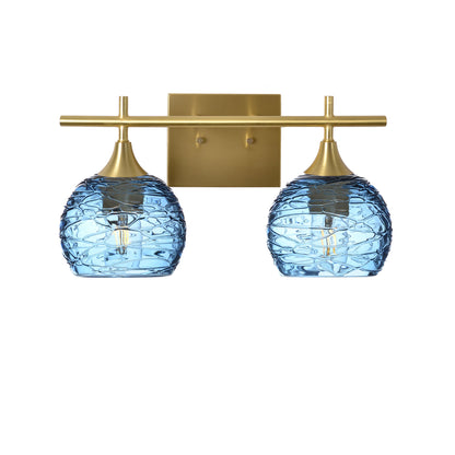 763 Spun: 2 Light Wall Vanity-Glass-Bicycle Glass Co - Hotshop-Steel Blue-Polished Brass-Bicycle Glass Co