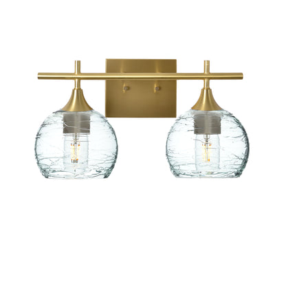 763 Spun: 2 Light Wall Vanity-Glass-Bicycle Glass Co - Hotshop-Eco Clear-Polished Brass-Bicycle Glass Co