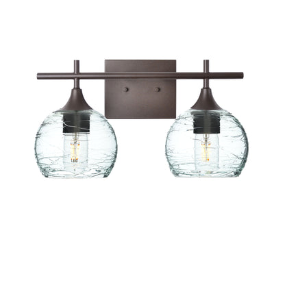 763 Spun: 2 Light Wall Vanity-Glass-Bicycle Glass Co - Hotshop-Eco Clear-Antique Bronze-Bicycle Glass Co