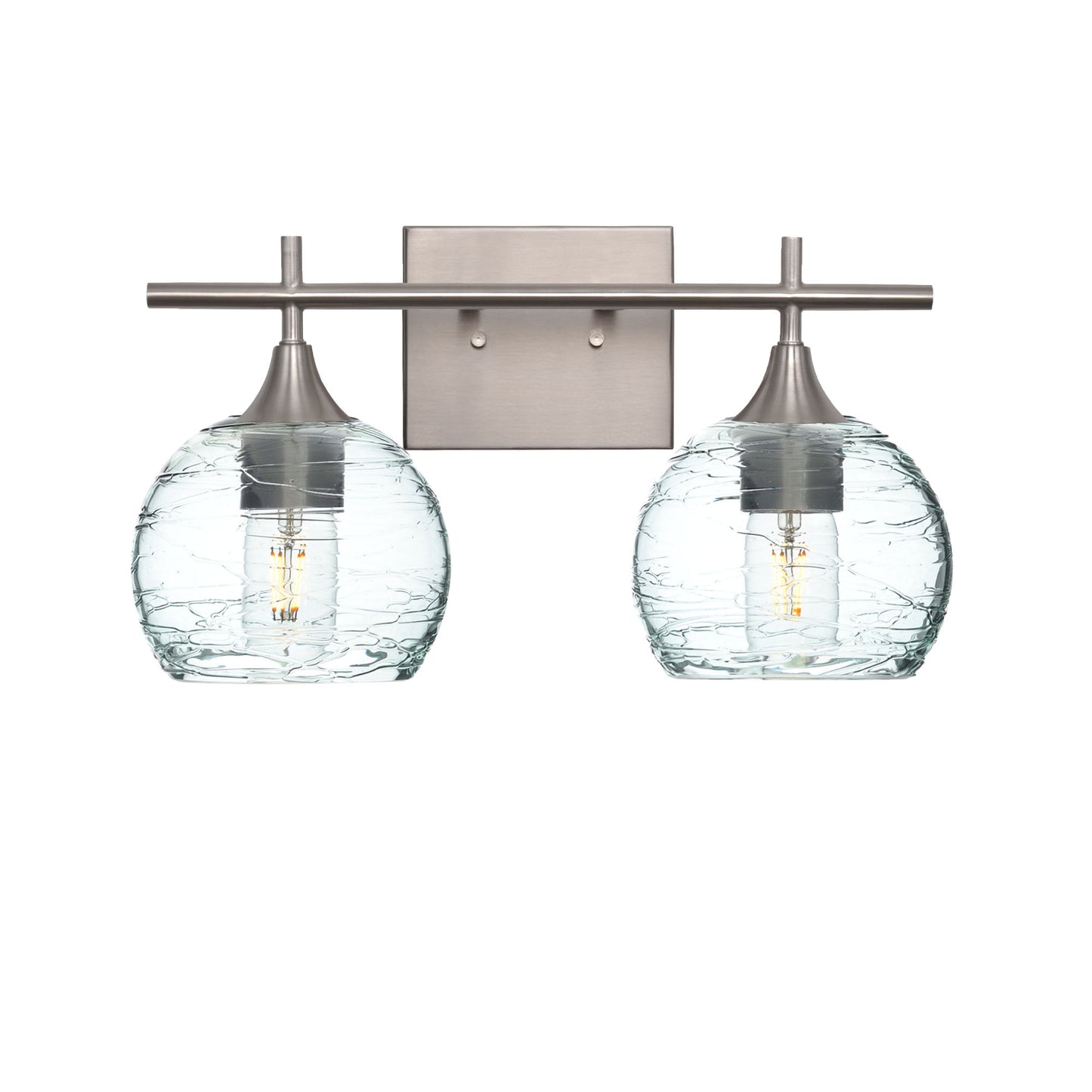 763 Spun: 2 Light Wall Vanity-Glass-Bicycle Glass Co - Hotshop-Eco Clear-Brushed Nickel-Bicycle Glass Co
