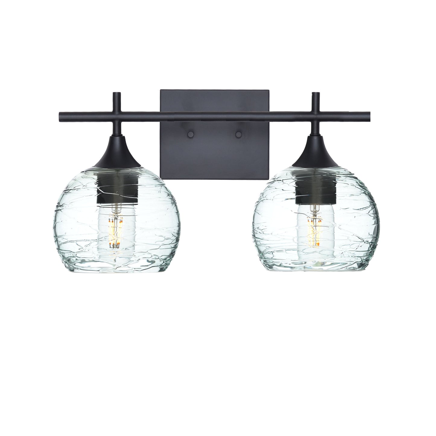 763 Spun: 2 Light Wall Vanity-Glass-Bicycle Glass Co - Hotshop-Eco Clear-Matte Black-Bicycle Glass Co