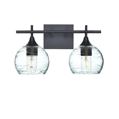 763 Spun: 2 Light Wall Vanity-Glass-Bicycle Glass Co - Hotshop-Eco Clear-Matte Black-Bicycle Glass Co