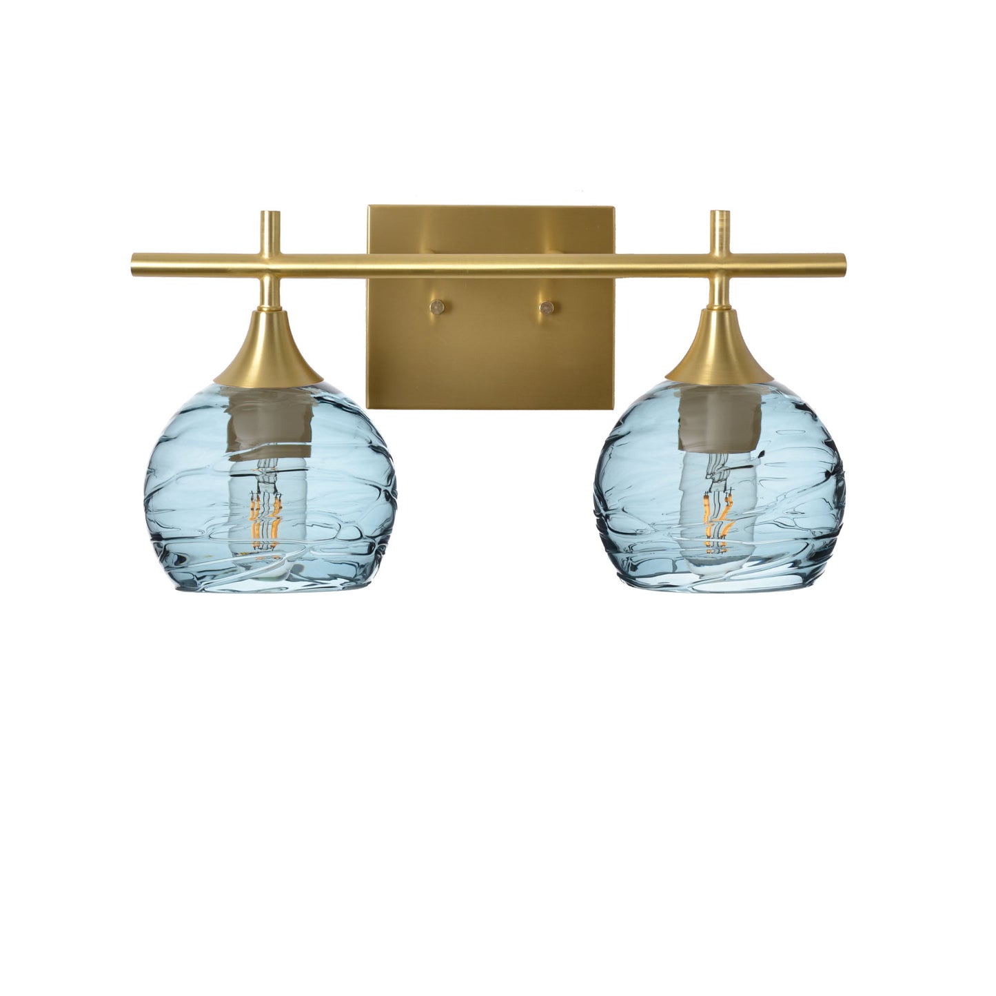 763 Spun: 2 Light Wall Vanity-Glass-Bicycle Glass Co - Hotshop-Slate Gray-Polished Brass-Bicycle Glass Co