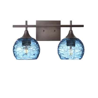 763 Spun: 2 Light Wall Vanity-Glass-Bicycle Glass Co - Hotshop-Steel Blue-Antique Bronze-Bicycle Glass Co