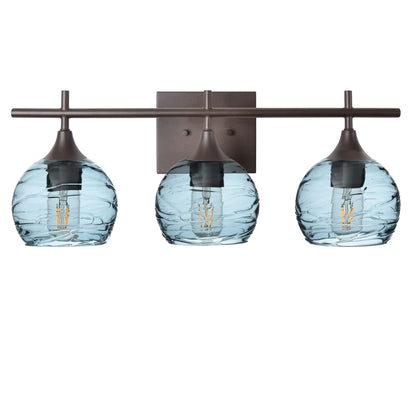 763 Spun: 3 Light Wall Vanity-Glass-Bicycle Glass Co - Hotshop-Slate Gray-Dark Bronze-Bicycle Glass Co
