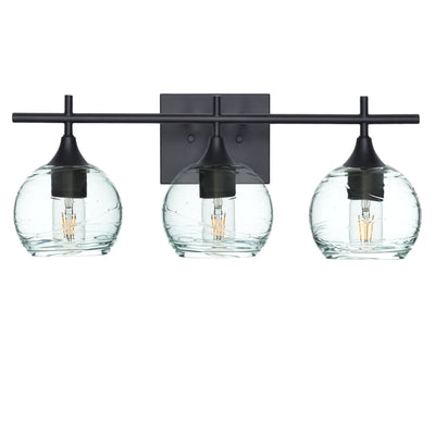 763 Spun: 3 Light Wall Vanity-Glass-Bicycle Glass Co - Hotshop-Eco Clear-Matte Black-Bicycle Glass Co