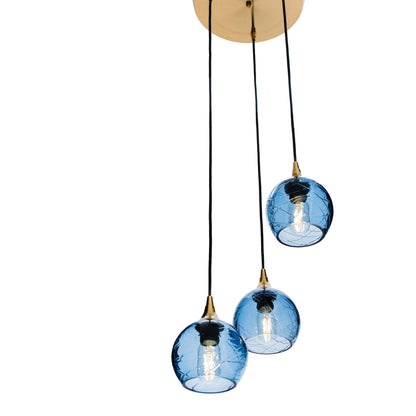 763 Spun: 3 Pendant Cascade Chandelier-Glass-Bicycle Glass Co.-Steel Blue-Bicycle Glass Co