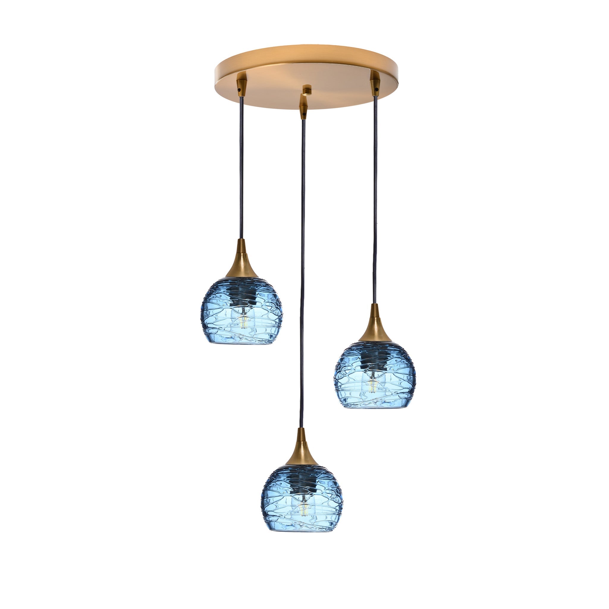 763 Spun: 3 Pendant Cascade Chandelier-Glass-Bicycle Glass Co - Hotshop-Slate Gray-Matte Black-Bicycle Glass Co