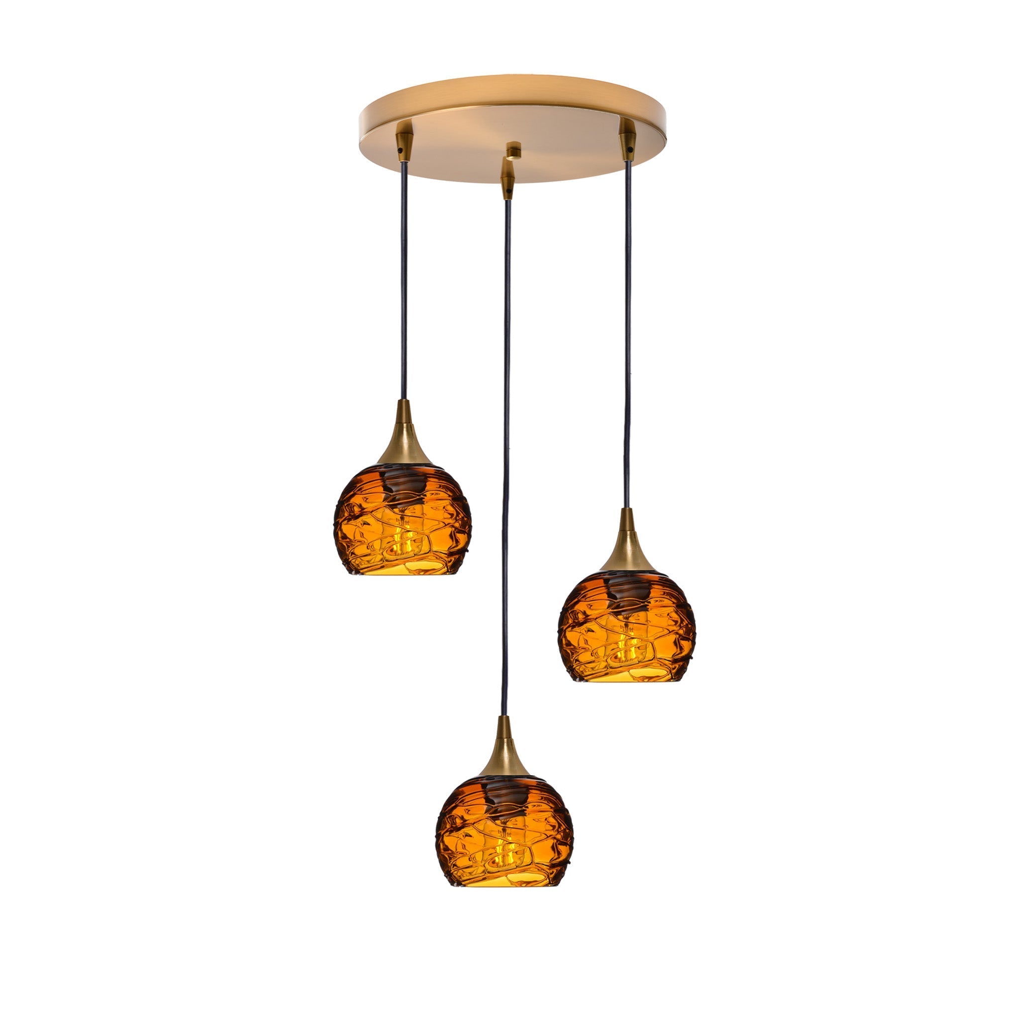 763 Spun: 3 Pendant Cascade Chandelier-Glass-Bicycle Glass Co - Hotshop-Slate Gray-Matte Black-Bicycle Glass Co