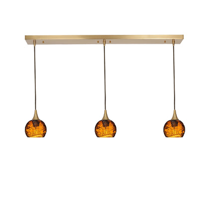 763 Spun: 3 Pendant Linear Chandelier-Glass-Bicycle Glass Co - Hotshop-Eco Clear-Matte Black-Bicycle Glass Co