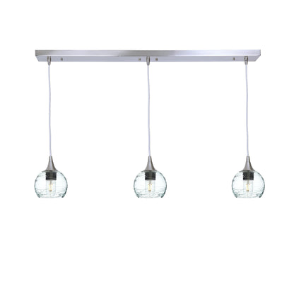 763 Spun: 3 Pendant Linear Chandelier-Glass-Bicycle Glass Co - Hotshop-Eco Clear-Matte Black-Bicycle Glass Co