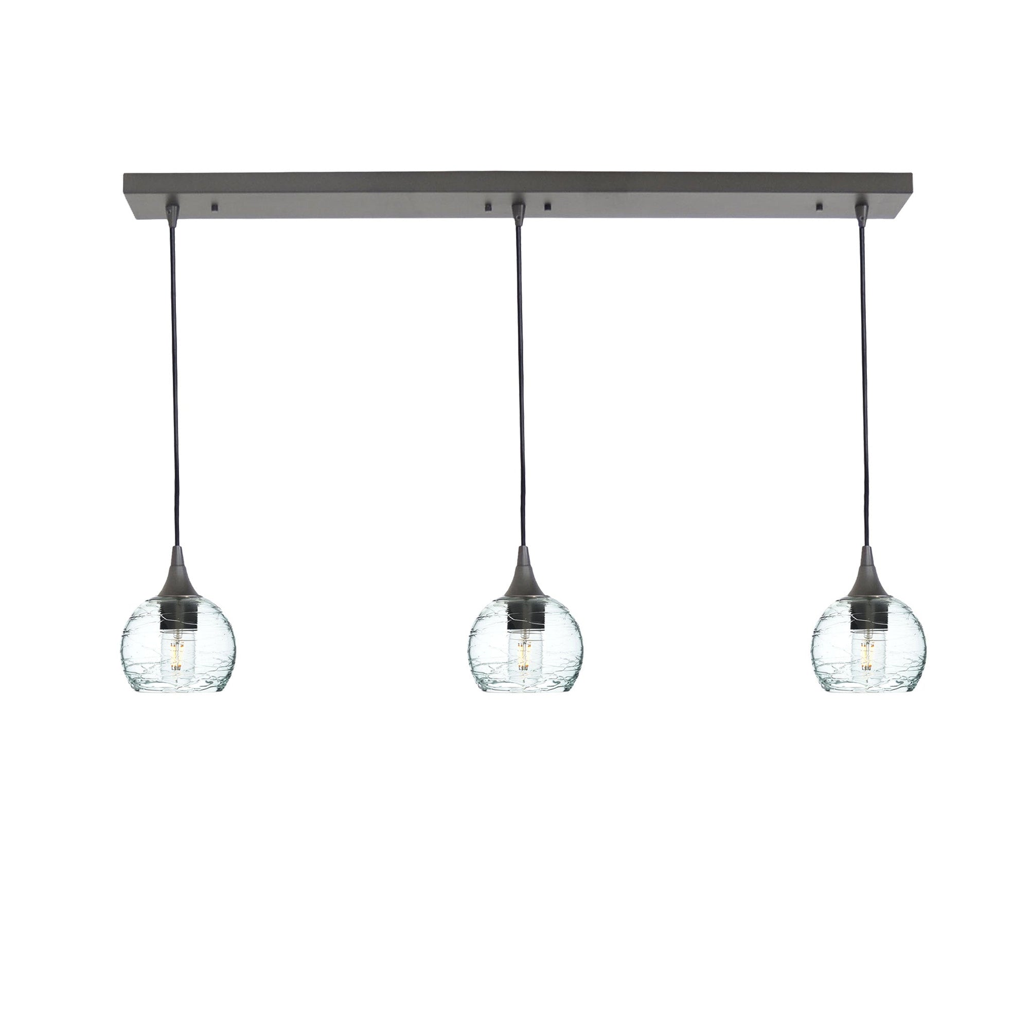 763 Spun: 3 Pendant Linear Chandelier-Glass-Bicycle Glass Co - Hotshop-Eco Clear-Antique Bronze-Bicycle Glass Co