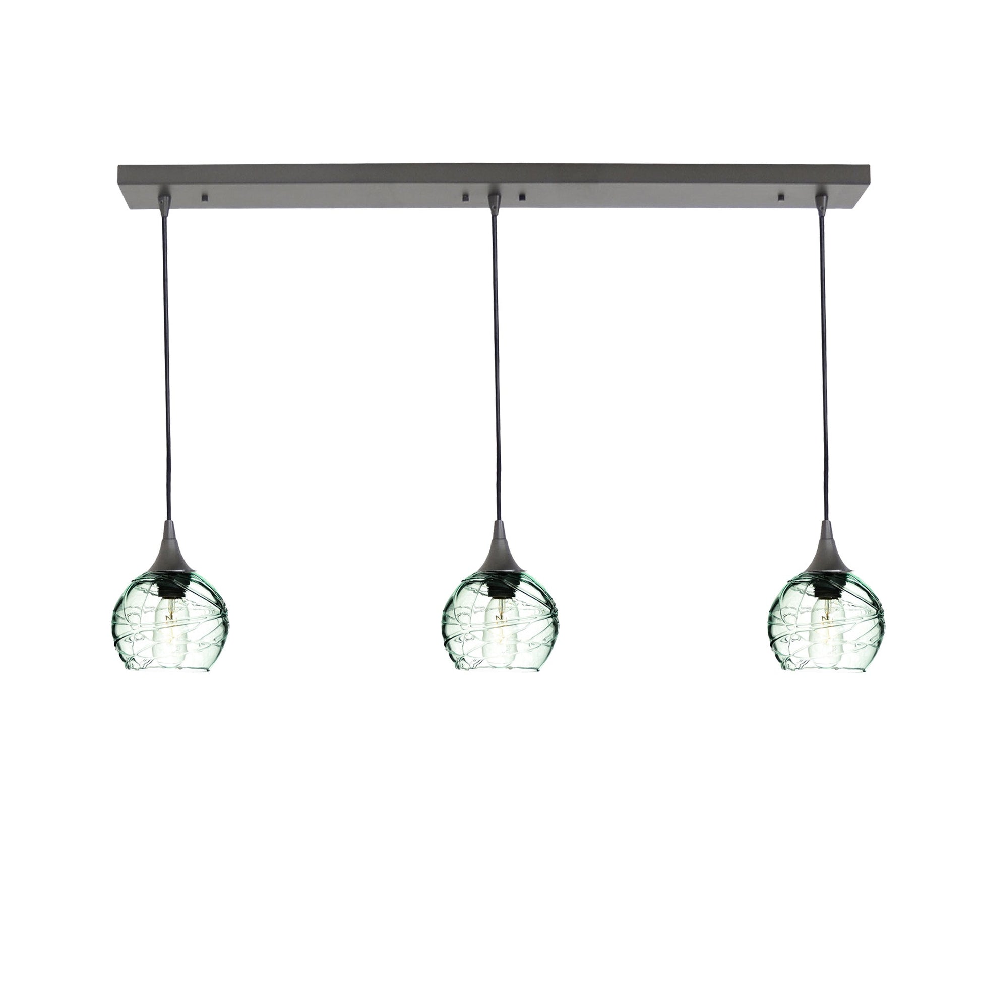 763 Spun: 3 Pendant Linear Chandelier-Glass-Bicycle Glass Co - Hotshop-Eco Clear-Antique Bronze-Bicycle Glass Co