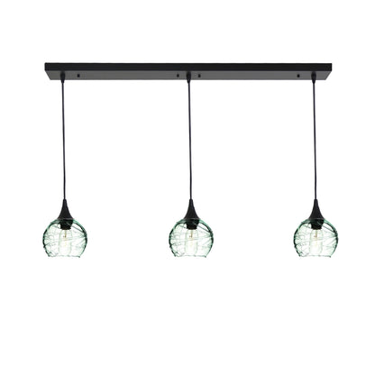 763 Spun: 3 Pendant Linear Chandelier-Glass-Bicycle Glass Co - Hotshop-Eco Clear-Matte Black-Bicycle Glass Co