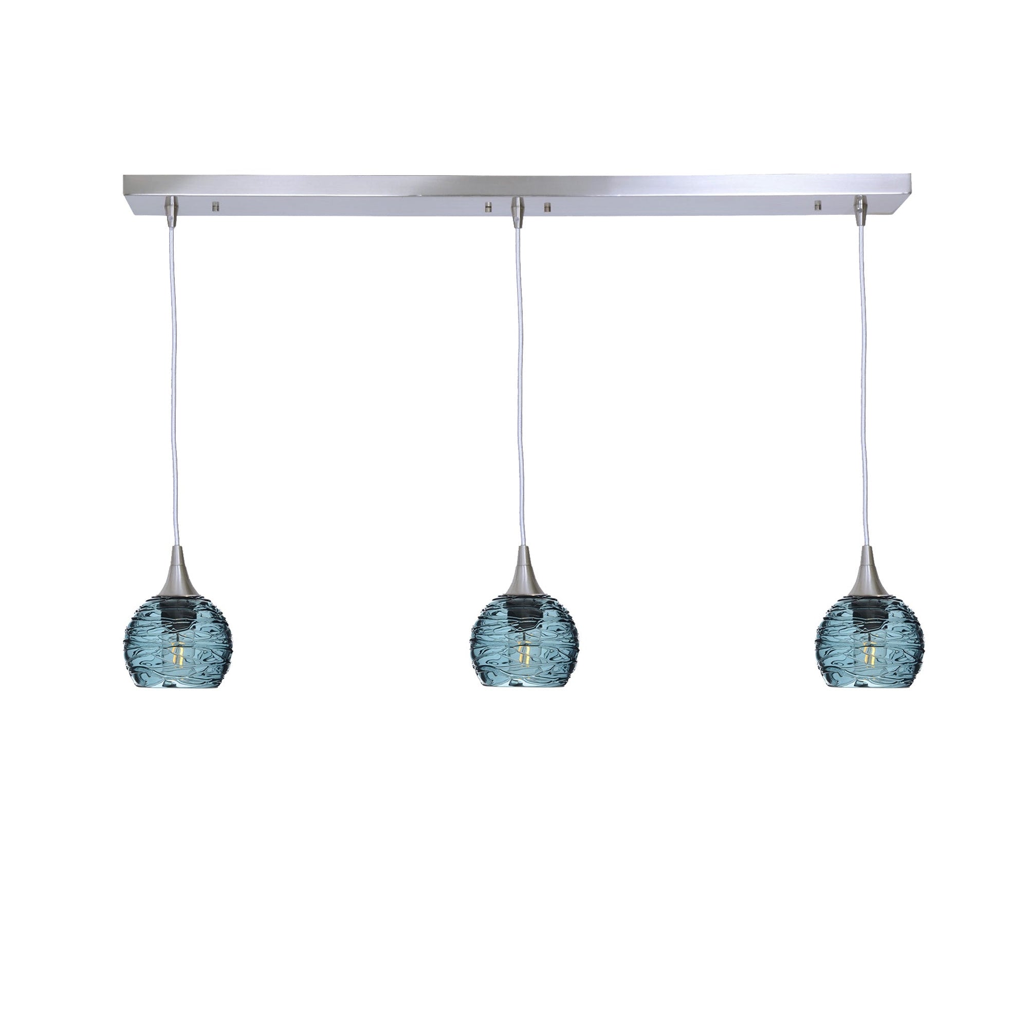 763 Spun: 3 Pendant Linear Chandelier-Glass-Bicycle Glass Co - Hotshop-Slate Gray-Brushed Nickel-Bicycle Glass Co