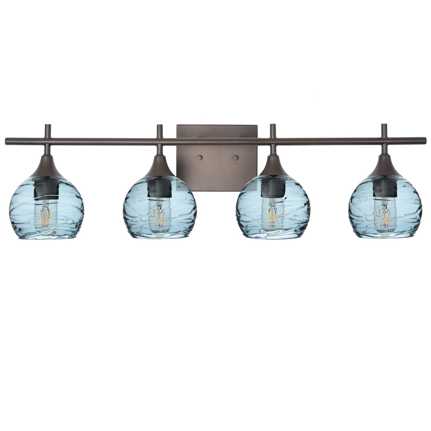 763 Spun: 4 Light Wall Vanity-Glass-Bicycle Glass Co - Hotshop-Steel Blue-Brushed Nickel-Bicycle Glass Co