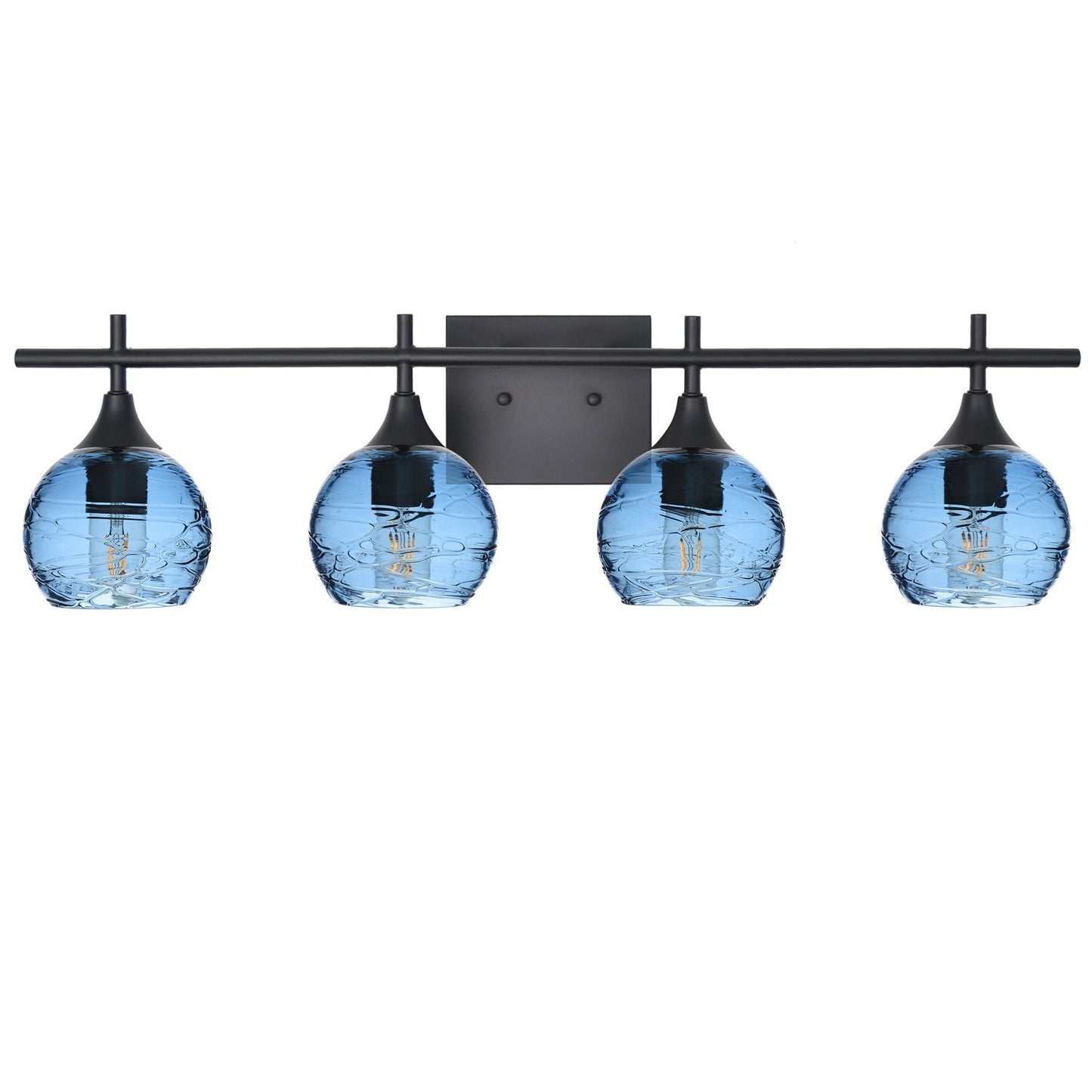 763 Spun: 4 Light Wall Vanity-Glass-Bicycle Glass Co - Hotshop-Steel Blue-Brushed Nickel-Bicycle Glass Co