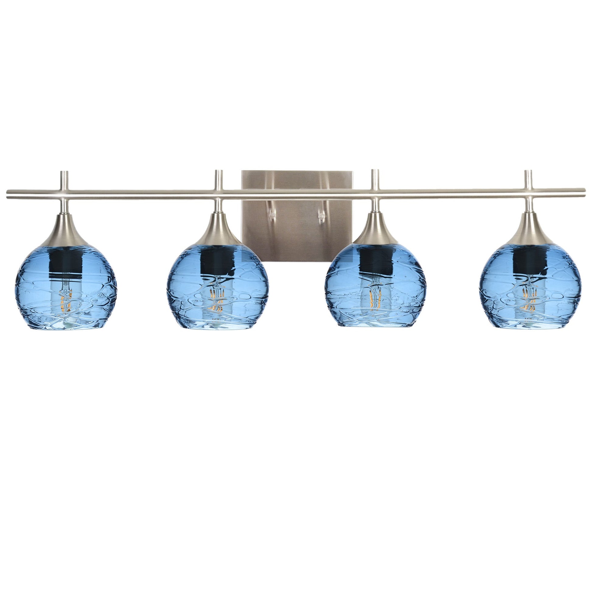 763 Spun: 4 Light Wall Vanity-Glass-Bicycle Glass Co - Hotshop-Steel Blue-Brushed Nickel-Bicycle Glass Co