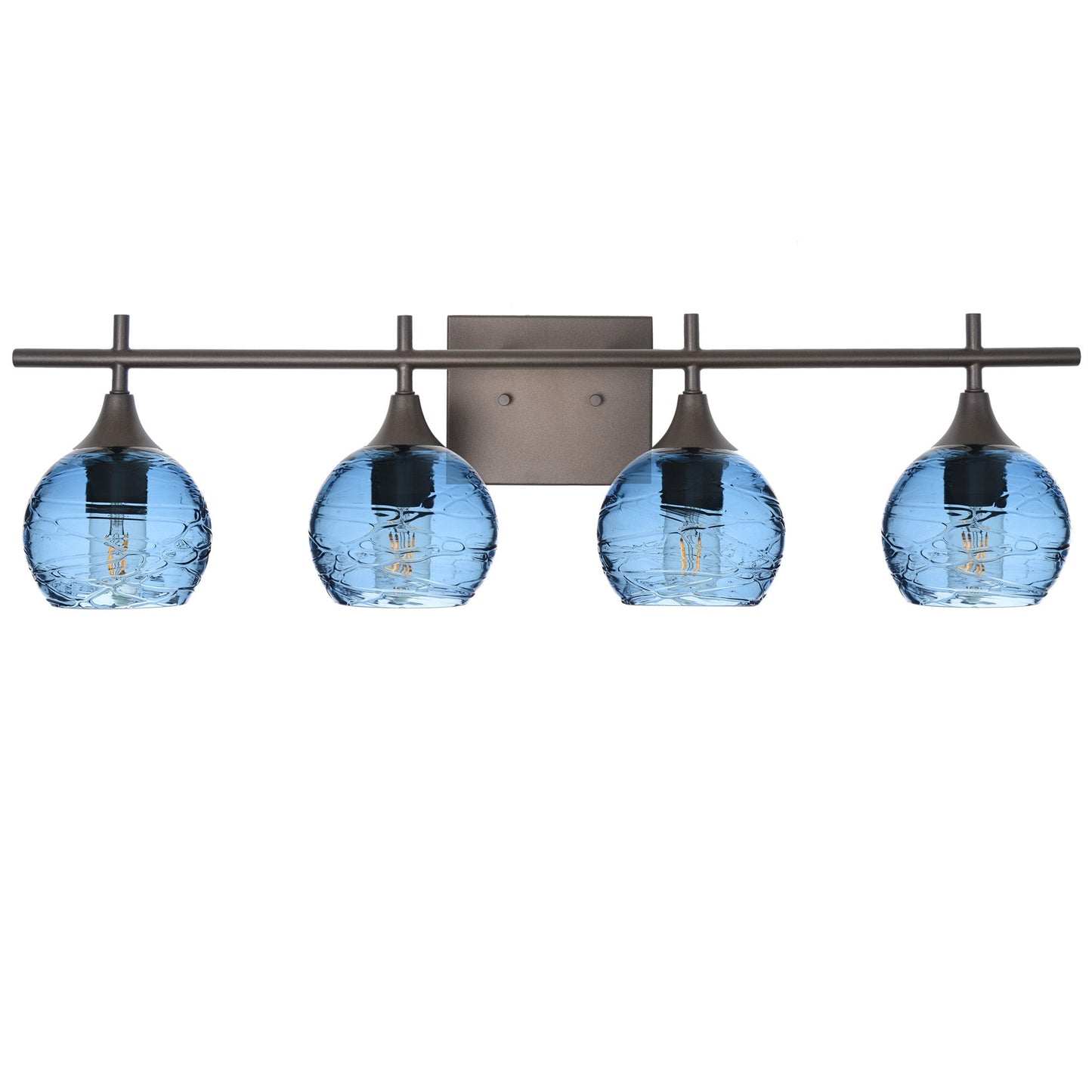 763 Spun: 4 Light Wall Vanity-Glass-Bicycle Glass Co - Hotshop-Steel Blue-Brushed Nickel-Bicycle Glass Co