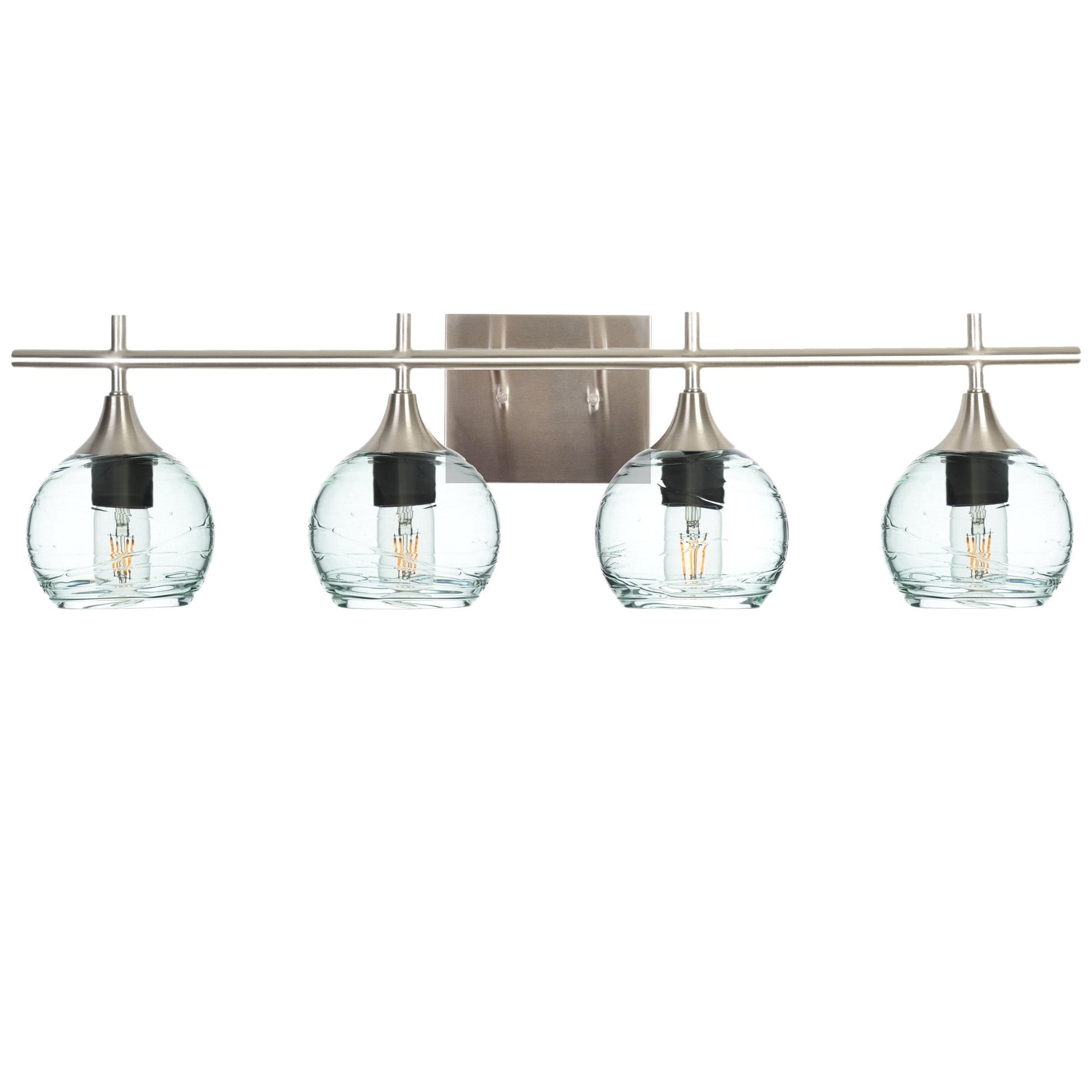 763 Spun: 4 Light Wall Vanity-Glass-Bicycle Glass Co - Hotshop-Steel Blue-Brushed Nickel-Bicycle Glass Co