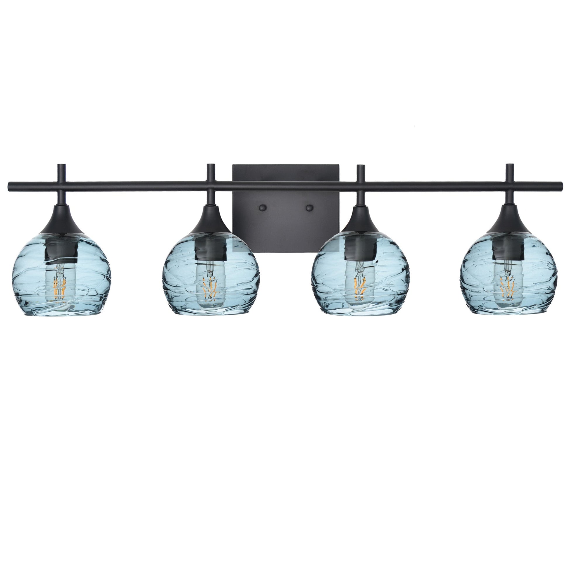 763 Spun: 4 Light Wall Vanity-Glass-Bicycle Glass Co - Hotshop-Steel Blue-Brushed Nickel-Bicycle Glass Co