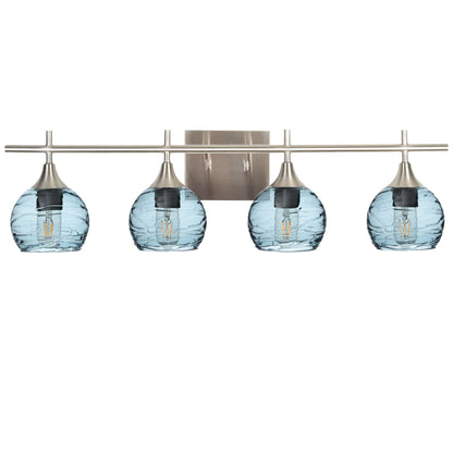 763 Spun: 4 Light Wall Vanity-Glass-Bicycle Glass Co - Hotshop-Steel Blue-Brushed Nickel-Bicycle Glass Co