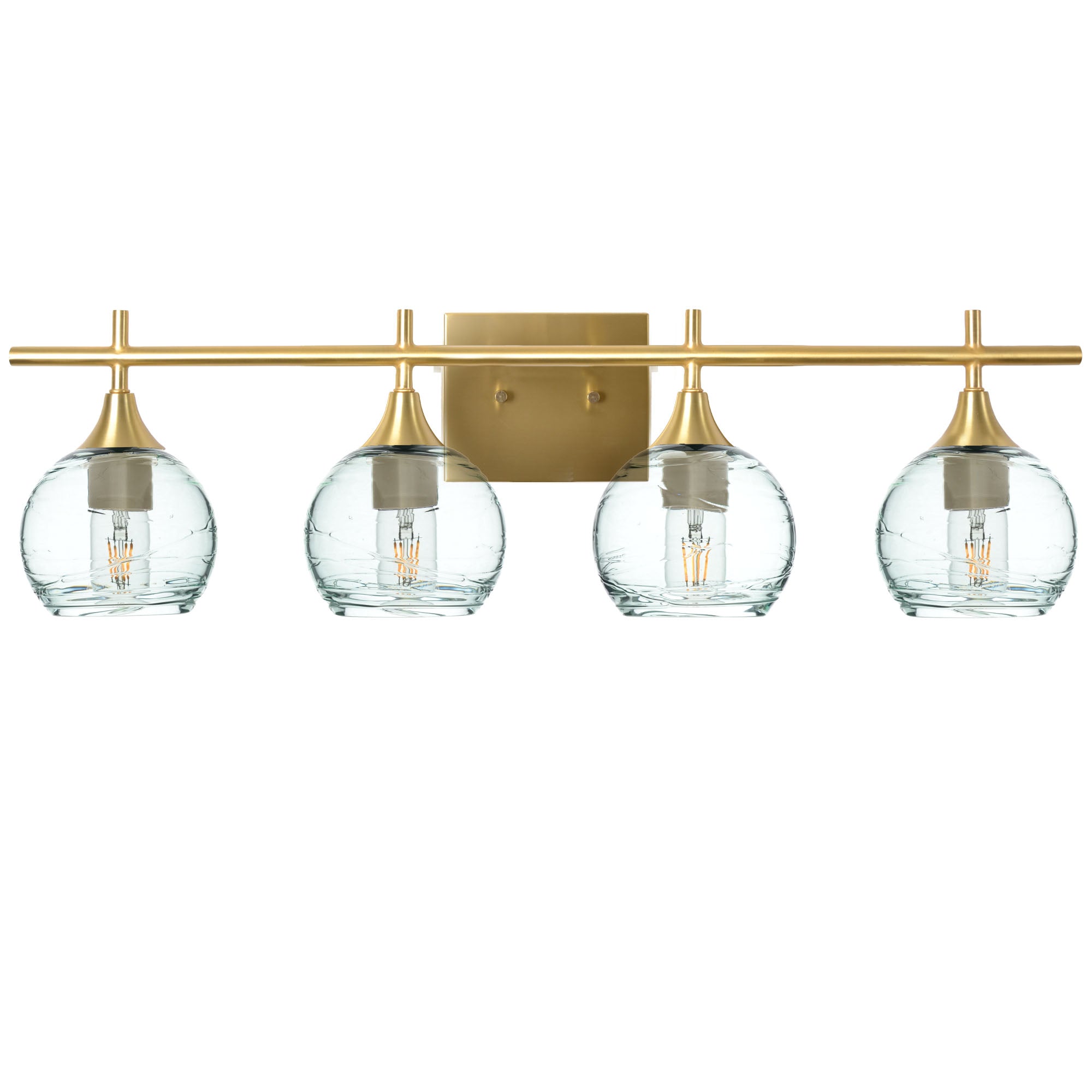 763 Spun: 4 Light Wall Vanity-Glass-Bicycle Glass Co - Hotshop-Eco Clear-Polished Brass-Bicycle Glass Co