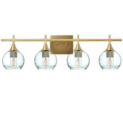 763 Spun: 4 Light Wall Vanity-Glass-Bicycle Glass Co - Hotshop-Eco Clear-Polished Brass-Bicycle Glass Co