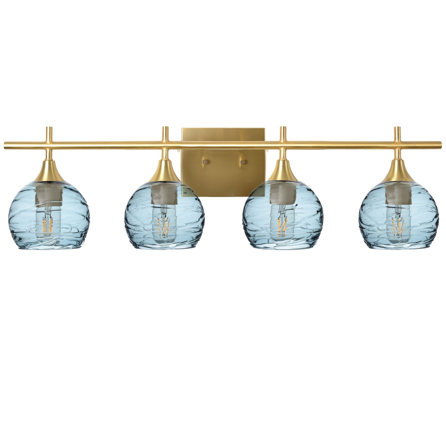 763 Spun: 4 Light Wall Vanity-Glass-Bicycle Glass Co - Hotshop-Pebble Gray-Polished Brass-Bicycle Glass Co
