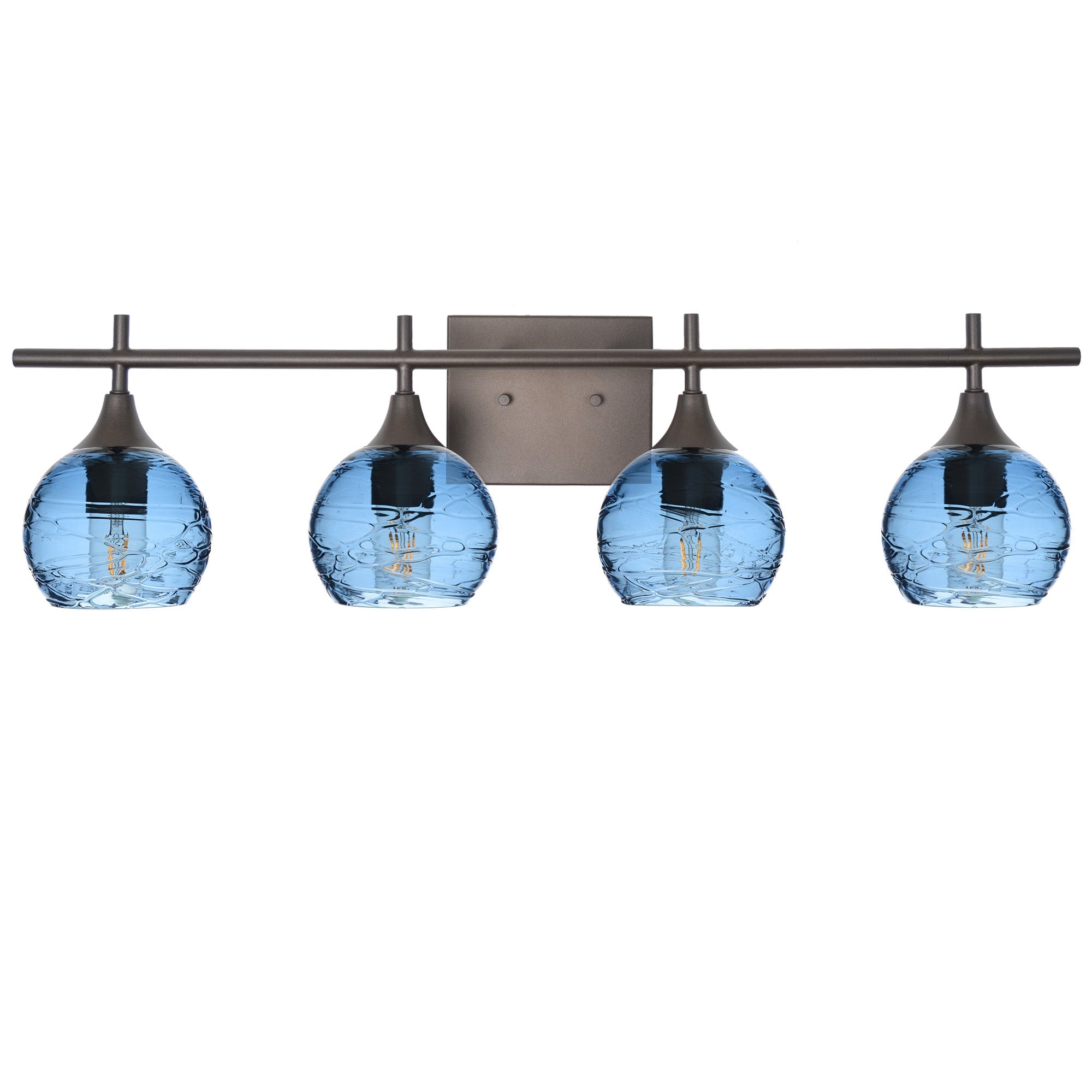 763 Spun: 4 Light Wall Vanity-Glass-Bicycle Glass Co - Hotshop-Steel Blue-Brushed Nickel-Bicycle Glass Co