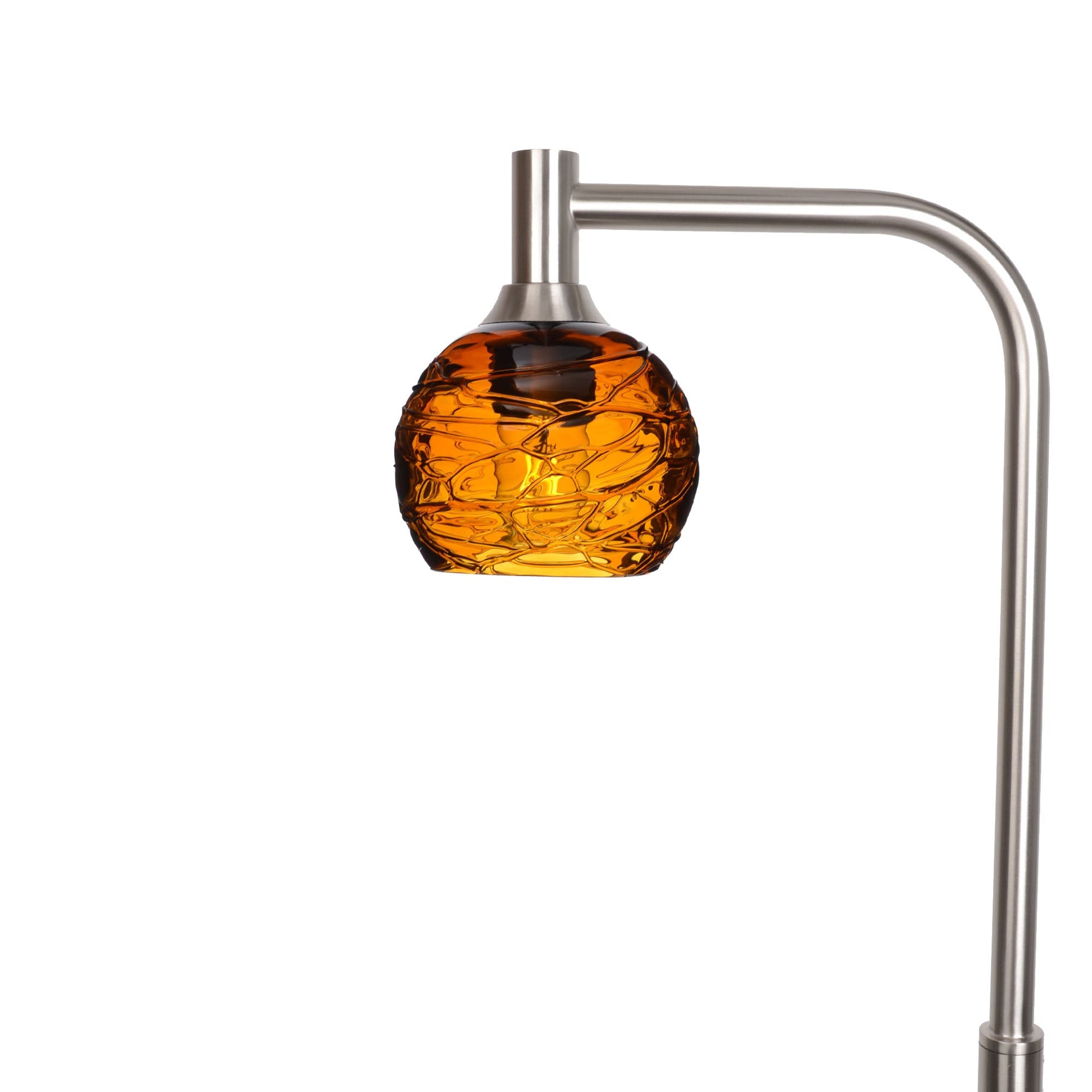 763 Spun: Floor Lamp-Glass-Bicycle Glass Co - Hotshop-Golden Amber-Brushed Nickel-Bicycle Glass Co