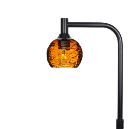 763 Spun: Floor Lamp-Glass-Bicycle Glass Co - Hotshop-Golden Amber-Matte Black-Bicycle Glass Co